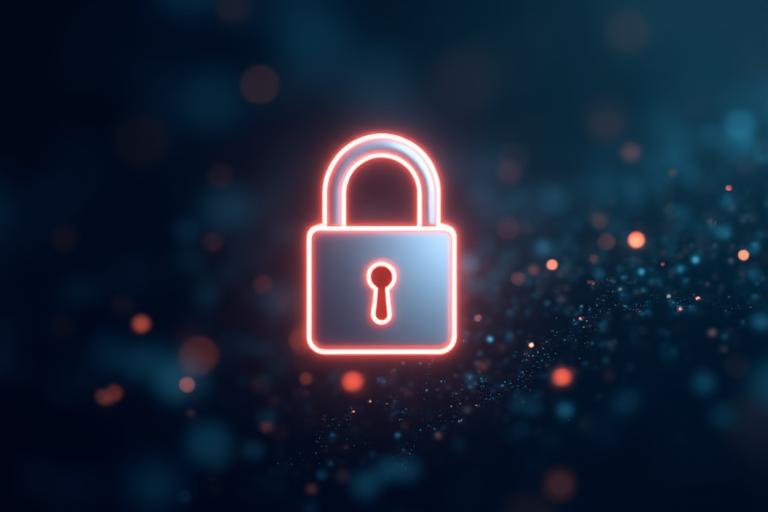 Cadenas stylisé superposé un fond numérique avec des lignes de code, symbole de la sécurité des données.